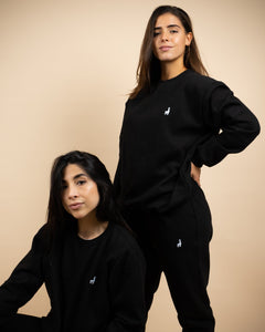 Black Oversized Crewneck Sweatshirt