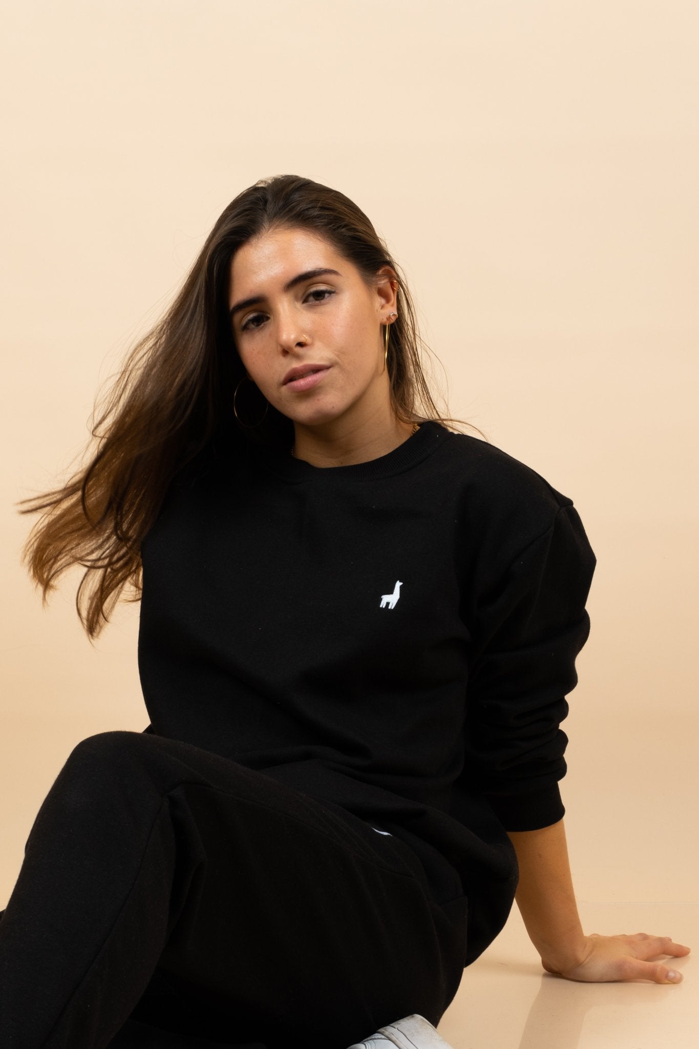 Black Oversized Crewneck Sweatshirt