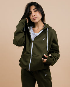 Military Green Oversized Hoodie Jacket